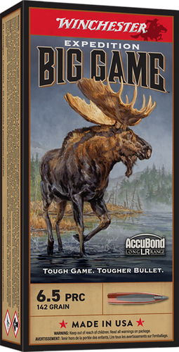 Winchester Expedition Big Game Rifle Ammunition S65PLR, 6.5 PRC, Nosler AccuBond Long-Range, 142 gr, 3020 fps, 20 Rd/Bx