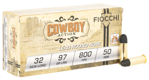 Fiocchi Shooting Dynamics Pistol Ammunition 32SWLL, 32 Smith & Wesson Long, Lead Round Nose (RN), 97 GR, 800 fps, 50 Rd/bx
