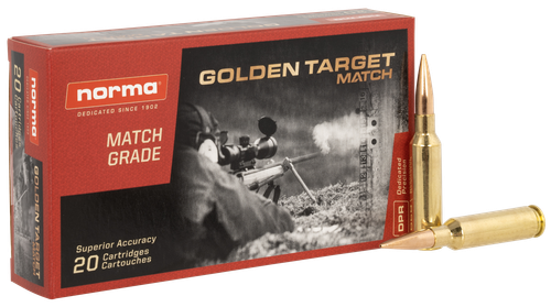 Norma Golden Target Match Rifle Ammunition 10166522, 6.5 Creedmoor, BTHP, 143 gr, 2723 fps, 20 Rd/Bx