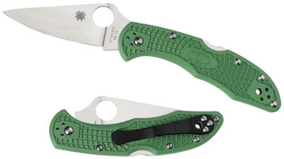 Spyderco Delica 4 Flat Ground FRN C11F Folding Knife w/plain Edge (C11FPGR)