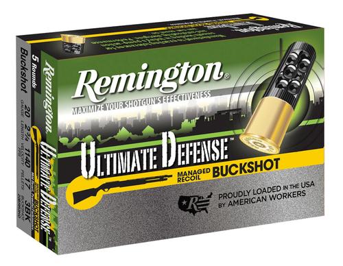 Remington Ultimate Defense Shotshells 20681, 20 Gauge, 2-3/4", 17 Pellets, #3 Lead Buckshot, 5 Rds/bx
