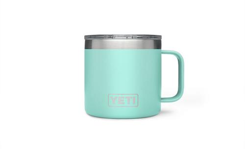 Yeti Rambler Mug 14oz Stainless Steel Cup w/Lid, DuraCote Seafoam (YRAM14SF)