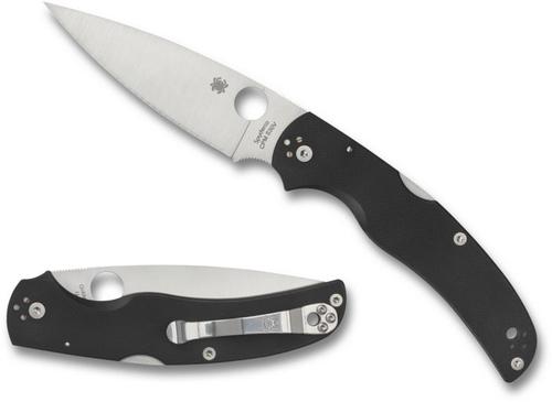 Spyderco Native Chief Folding Knife, Stainless Blade, Black G-10 Handle (C244GP)