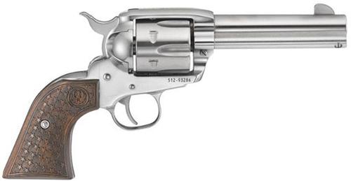Ruger Vaquero Fast Draw Revolver 5159, 357 Magnum, 4 5/8 in, Dooley Gang Wood Grip, Stainless Finish, 6 Rd