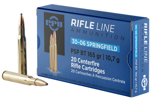 Prvi Partizan Rifle Ammunition PP30062, 30-06 Springfield, Pointed Pointed Soft Point (PSP), 165 GR, 2800 fps, 20 Rd/bx