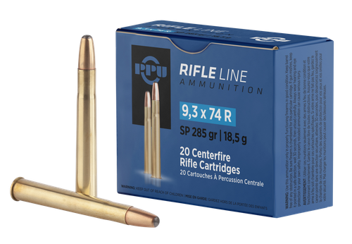 Prvi Partizan Rifle Ammunition PP9374, 9.3mmx74R, Soft Point, 285 gr, 2265 fps, 20 Rd/Bx