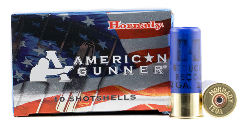 Hornady American Gunner Shotgun Ammunition 86274, 12 Gauge, 2-3/4", 8 Pellets, 1350 fps, #00 Lead Buckshot, 10 Rd/bx