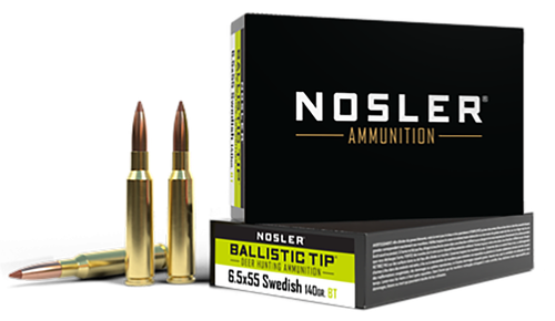 Nosler Ballistic Tip Rifle Ammunition 61053, 6.5x55 Swedish, Ballistic Tip, 140 gr, 20 Rd/Bx
