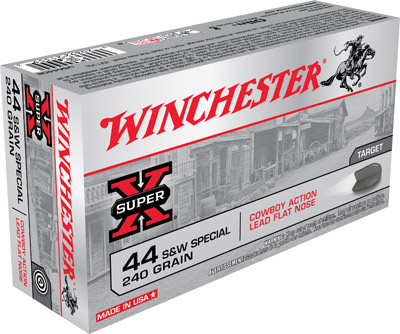 Winchester Cowboy Loads USA44CB, 44 Special, Lead Flat Nose (FN), 240 GR, 750 fps, 50 Rd/bx