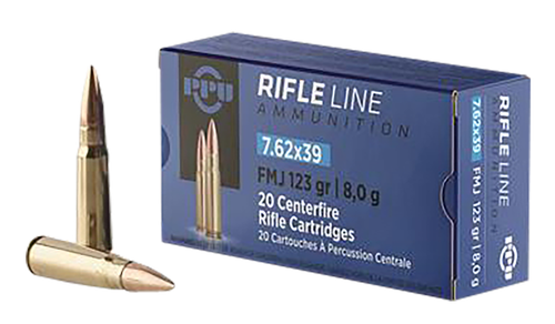 Prvi Partizan Rifle Ammunition PP739S, 7.62x39mm, Round Nose Soft Point, 123 gr, 2461 fps, 20 Rd/Bx