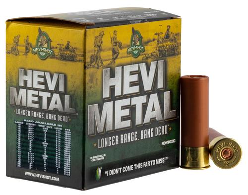 HEVI-Metal Longer Range Shotshells HS38002, 12 Gauge, 3", 1 1/4 oz, 1500 fps, #2 Shot, 25 Rds/bx