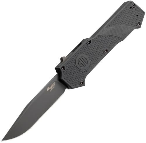 Hogue Sig Compound Tactical Out the Front Automatic Knife w/Clip Point Blade, Gray Cerakote (36032)