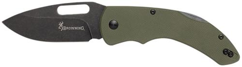 Browning Hidden Hollow Drop Point EDC Knife w/OD Green Handle (3220506B)