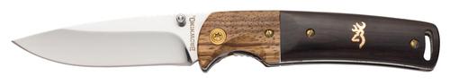 Browning Buckmark Hunter Drop Point Folding Knife w/Two-Tone Black/Brown Handle (3220231)