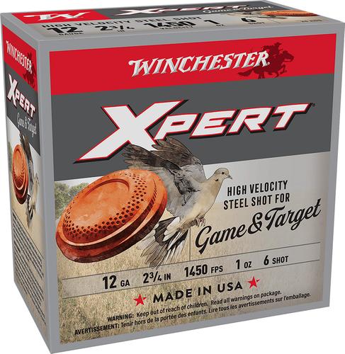 Winchester Xpert High Velocity Shotshells WE12GTHV6, 12 Gauge, 2-3/4", 1 oz, 1450 fps, #6 Steel Shot, 25 Rds/box