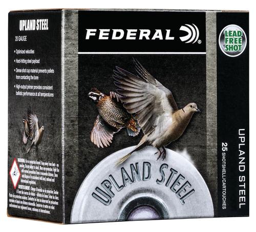 Federal Upland Steel Shotshells USH2075, 20 Gauge, 2-3/4", 3/4 oz, 1500 fps, #7.5 Shot, 25 Rds/bx