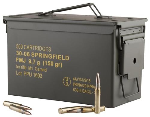 Prvi Partizan Rifle Ammunition PP3006GMC, 30-06 Springfield, Full Metal Jacket, 150 gr, 2745 fps, 25 Rd/Bx