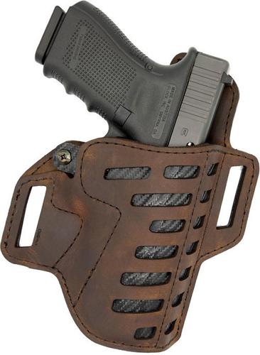 Versacarry Compound OWB Right Hand Holster, Size 2, Length 3, Brown Leather/Kydex Hybrid (C2212-3)