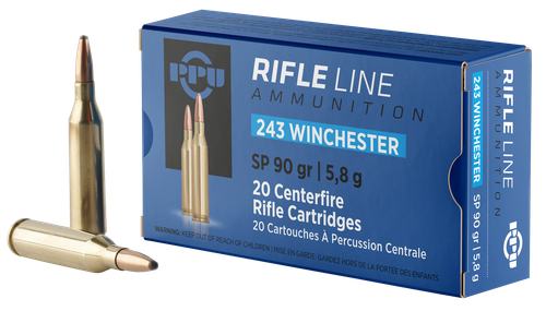 Prvi Partizan Rifle Ammunition PP2431, 243 Winchester, Soft Point (SP), 90 GR, 3100 fps, 20 Rd/bx