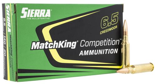 Sierra MatchKing Competition Rifle Ammunition A174005, 6.5 Creedmoor, Sierra MatchKing BTHP, 140 gr, 2675 fps, 20 Rd/Bx