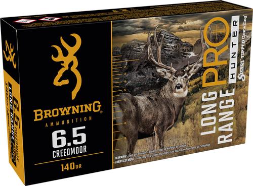 Browning Long Range Pro Rifle Ammunition B192500652, 6.5 Creedmoor, GameKing, 140 gr, 2800 fps, 20 Rd/Bx