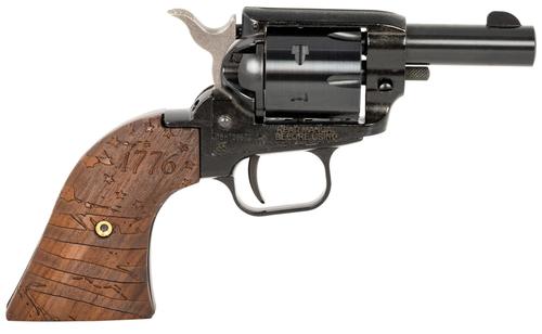 Heritage Barkeep Revolver BK22B2WBRN35, 22 LR, 2.68", Wood w/1776 Flag Engraved Grips, Black Oxide Finish, 6 Rds