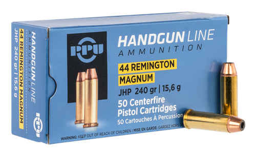 Prvi Partisan Pistol Ammunition PPH44MH, 44 Rem Mag, JHP, 240 gr, 1541 fps, 50 Rd/Bx