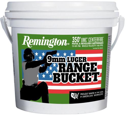 Remington UMC Handgun Ammunition L9MM3BC, 9mm, Metal Case (MC), 115 GR, 1145 fps, 350 Rd/bucket