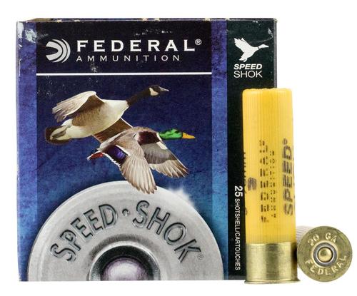 Federal Speed-Shok Shotshells WF2093, 20 Gauge, 3", 7/8 oz, 1550 fps, #3 Steel Shot, 25 Rds/bx