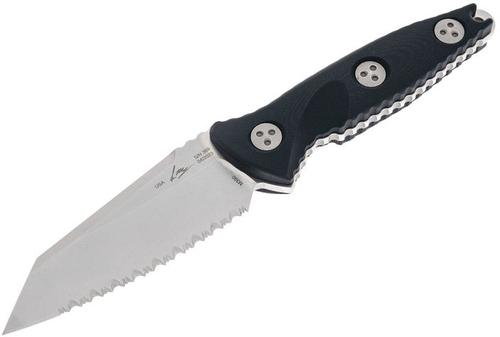 Microtech Socom Alpha Mini Fixed Blade Knife, Warcom Stonewash Edge, Black (93M-12)