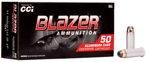 CCI Blazer Handgun Ammunition 3564, 44 Remington Mag, Jacketed Hollow Point (JHP), 240 GR, 1200 fps, 50 Rd/bx