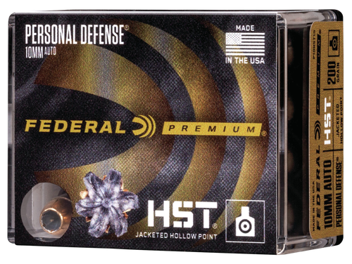 Federal Premium Personal Defense Ammunition P10HST1S, 10 mm, HST JHP, 200 GR, 1130 fps, 20 Rd/bx
