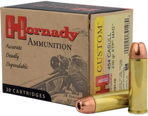 Hornady Custom Handgun Ammunition 9148, 454 Casull, XTP, 240 GR, 1900 fps, 20 Rd/bx