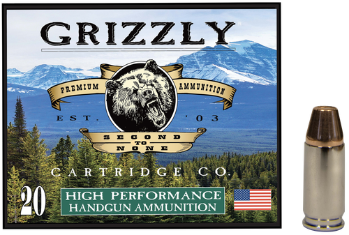 Grizzly Ammunition High Performance Pistol Ammunition GC9M+P1, 9mm, Full Metal Jacket Flat Point, 124 GR, 1350 fps, 20 Rd/bx