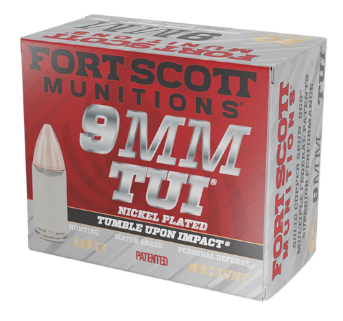 Fort Scott Munitions TUI Pistol Ammunition 9MM115SCVNIC, 9mm Luger, Solid Copper Spun, 115 gr, 1140 fps, 20 Rd/Bx