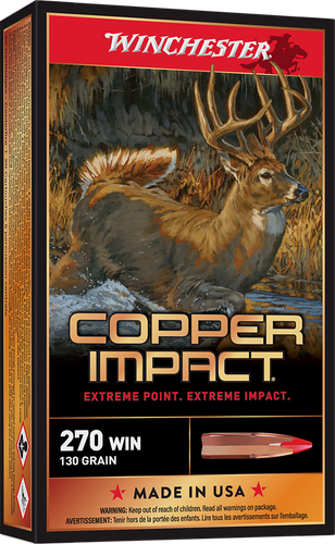 Winchester Deer Season Rifle Ammunition X270DSLF, 270 Win, Copper Extreme Point, 130 gr, 3000 fps, 20 Rd/Bx