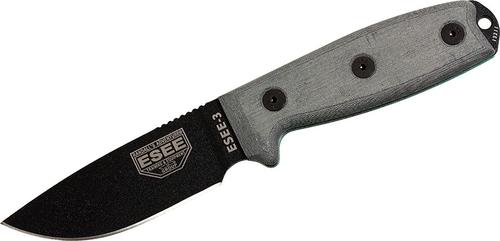 ESEE Knives ESEE-3 Fixed Blade Knife w/Black Blade, Modified Pommel, Coyote Brown Sheath (ESEE-3PM)