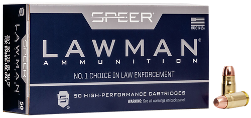 Speer Lawman Cleanfire Handgun Ammunition 54232, 357 SIG, Total Metal Jacket (TMJ) Flat Nose (FN), 125 GR, 50 Rd/bx