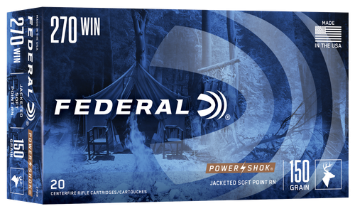 Federal Premium Power Shok Rifle Ammunition 270B, 270 Winchester, Soft Point (SP), 150 GR, 2850 fps, 20 Rd/bx
