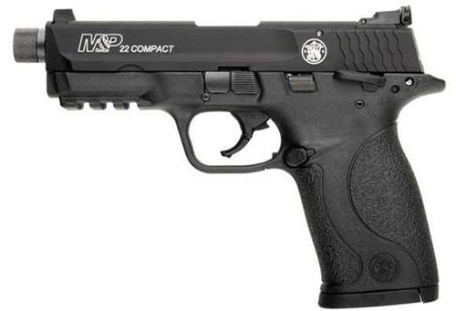 Smith & Wesson M&P22 Compact Supressor Rdy Pistol 10199, 22 LR, 3.6", Black Polymer Grips, Black Finish, 10 Rd