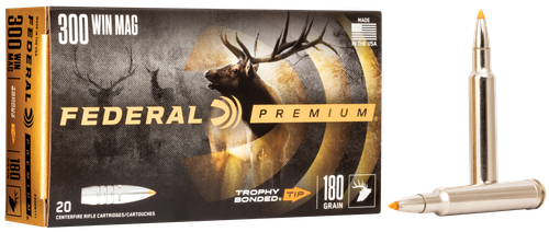 Federal Premium Vital-Shok Rifle Ammunition P300WTT1, 300 Winchester Mag, Trophy Bonded Tip, 180 GR, 2960 fps, 20 Rd/bx