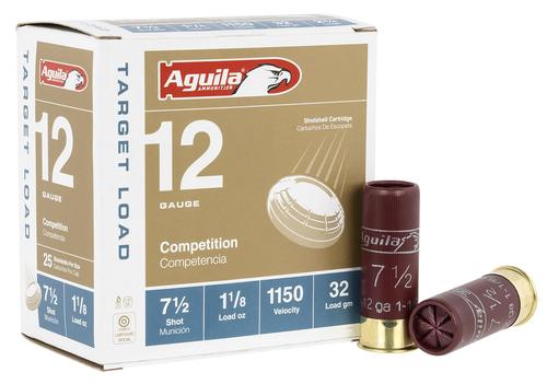Aguila Competition Target Shotshells 1CHB1282, 12 Gauge, 2-3/4", 1 1/8 oz, 1150 fps, #7.5 Lead Shot, 25 Rds/bx