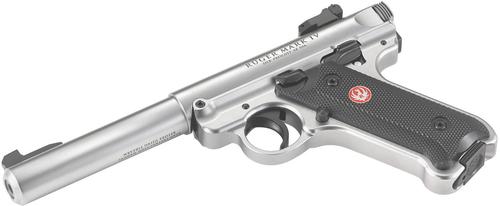 Ruger Mark IV Rimfire Pistol 40103, 22 Long Rifle, 5 1/2 in, Black Synthetic Grip, Stainless Finish, 10 Rd