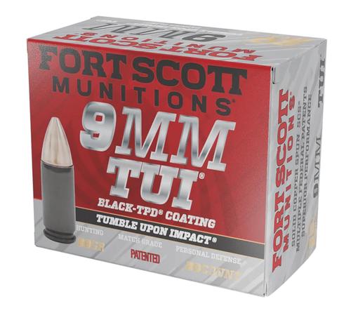 Fort Scott Munitions TUI Pistol Ammunition 9MM080SCVTPD, 9mm Luger, Solid Copper Spun, 80 gr, 1356 fps, 20 Rd/Bx