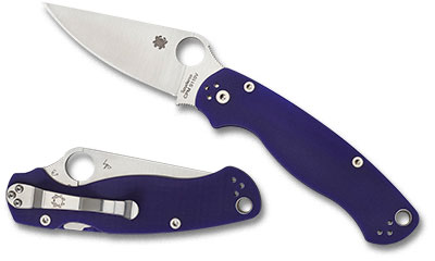 Spyderco Para Military 2 Folding Knife, Plain Edge, Dark Blue (C81GPDBL2)