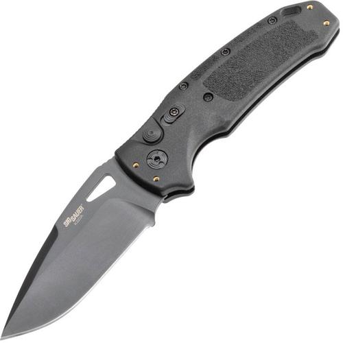 Hogue Sig K320A Nitron Automatic Folding Knife w/Drop Point Blade, Black Cerakote (36330)