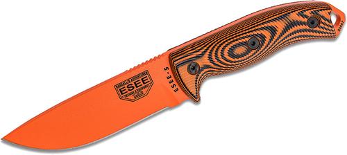 ESEE Knives ESEE-5 Fixed Blade Knife w/Orange Drop Point Blade, Orange/Black 3D G-10 Handle (5POR-006)