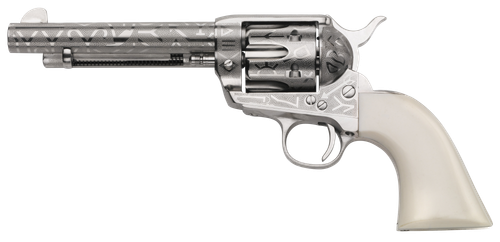 Taylors 1873 Cattle Brand Revolver 200061, 45 Colt (LC), 5.50", Nickel-Plated Engraved Steel, 6rd