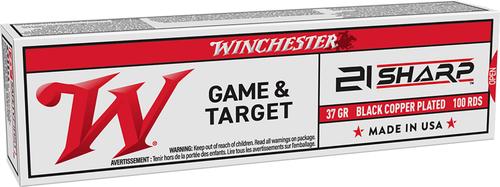 Winchester Game & Target Rimfire Ammunition X21C, 21 Sharp, Black Copper Plated Lead, 37 gr, 1335 fps, 100 Rds/Bx
