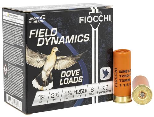 Fiocchi Game Loads 12GTX188, 12 Gauge, 2-3/4", 1-1/8 oz, 1250 fps, #8 Lead Shot, 25 Rds/Bx